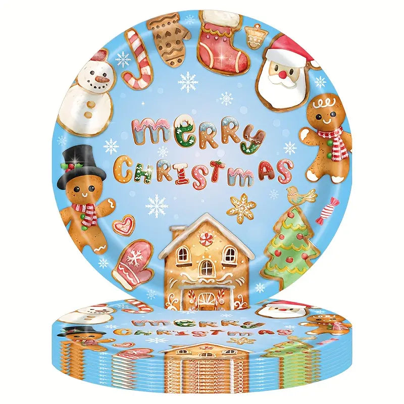 Kit de Talheres para Festa de Natal com 80 Peças - Pratos, Copos Descartáveis