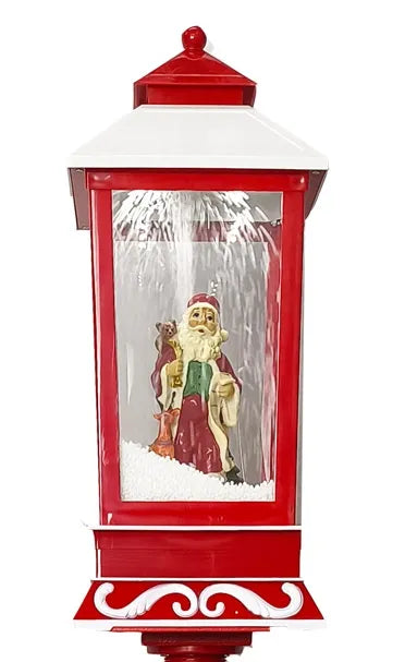 Poste Vermelho/Branco Papai Noel 148cm (Musical e Nevando)