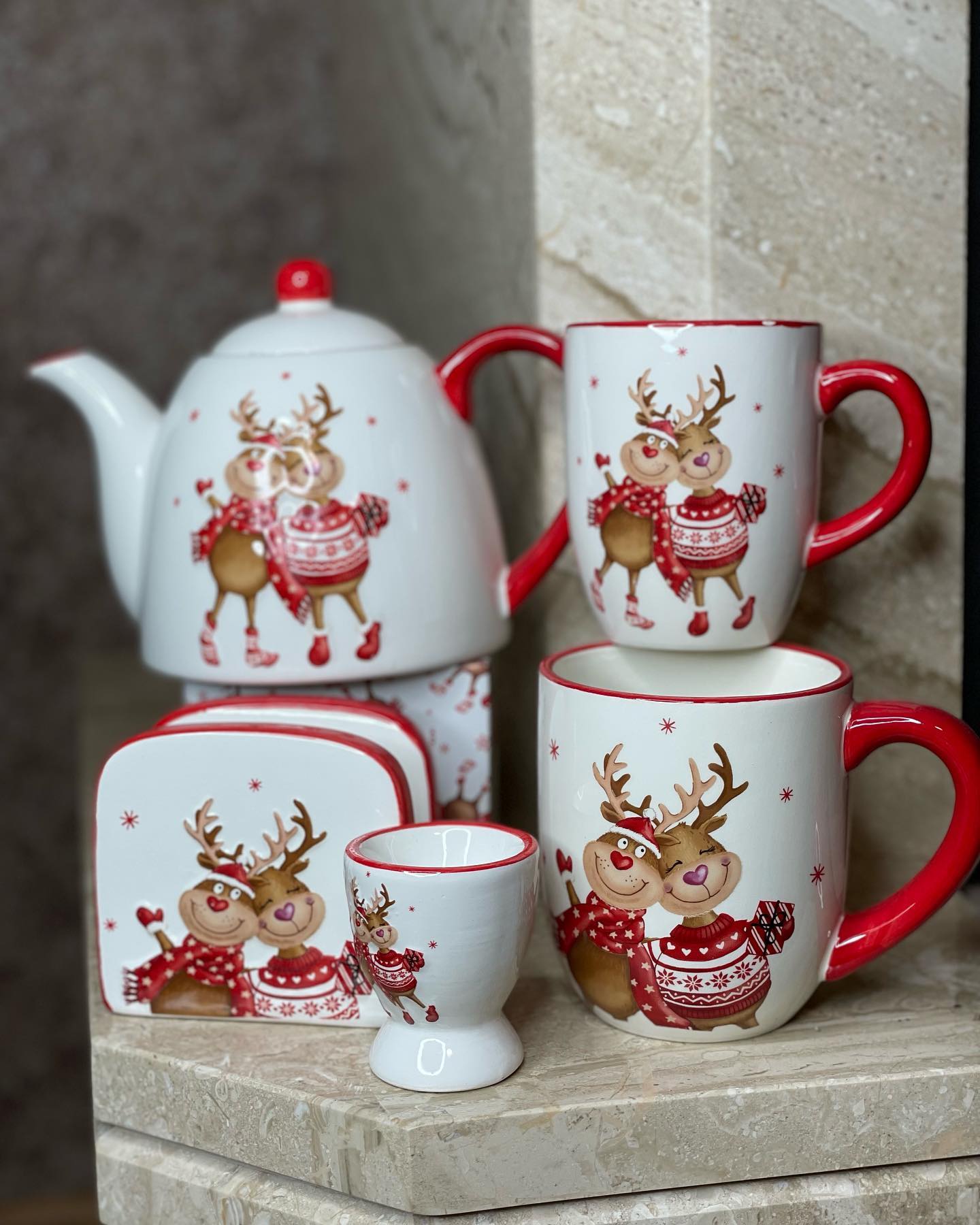 Conjunto de Porcelana Natalino com 6 Peças