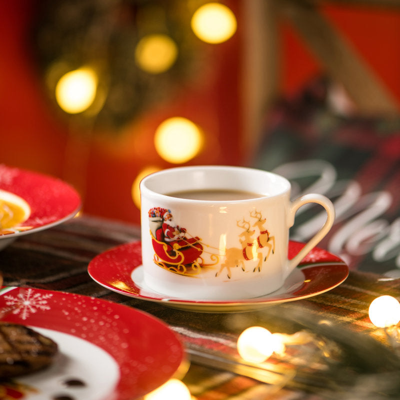 Conjunto de louças Natalino de porcelana com 60 peças - Serviço para 12 Pessoas