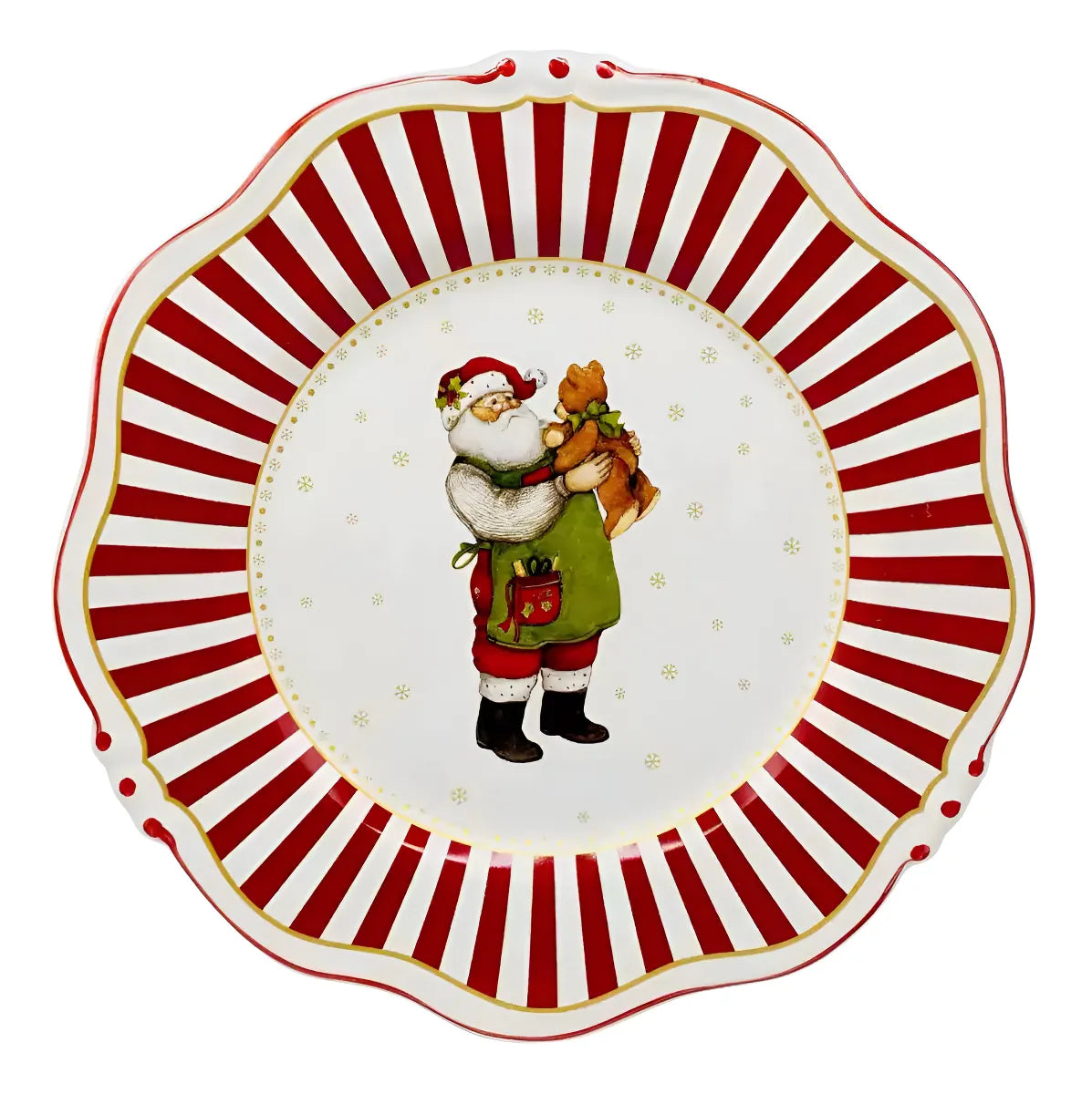 Prato Raso Natalino Papai Noel Filete Christmas 29cm 1Und