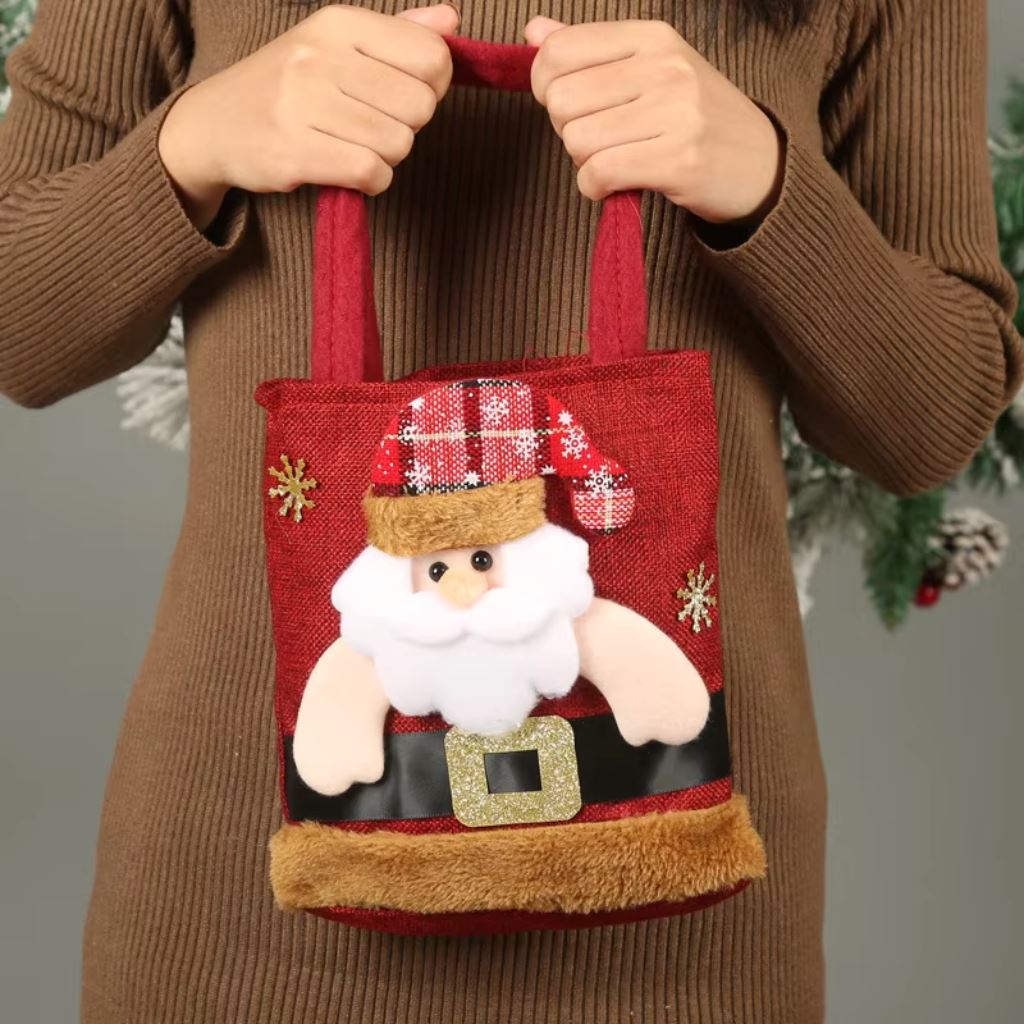 Bolsa De Linho Para Decoração Natal