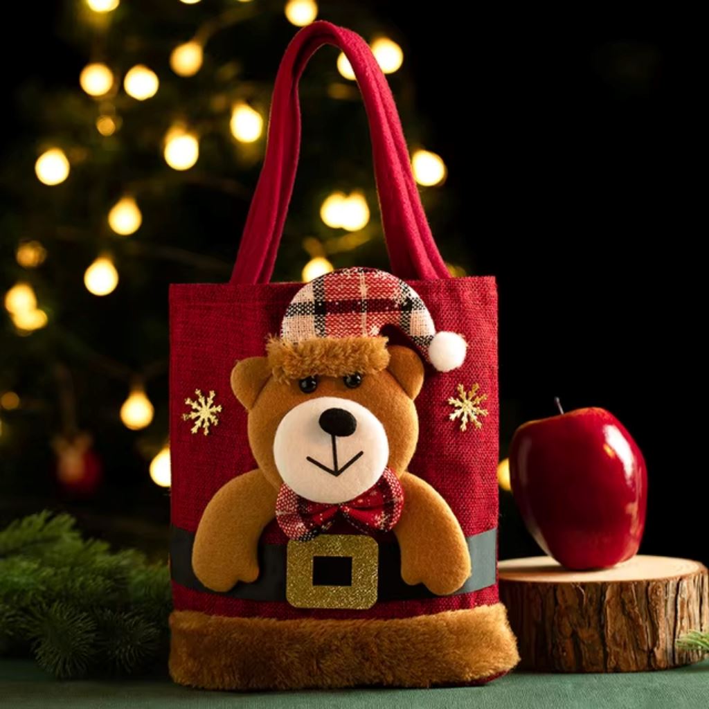 Bolsa De Linho Para Decoração Natal