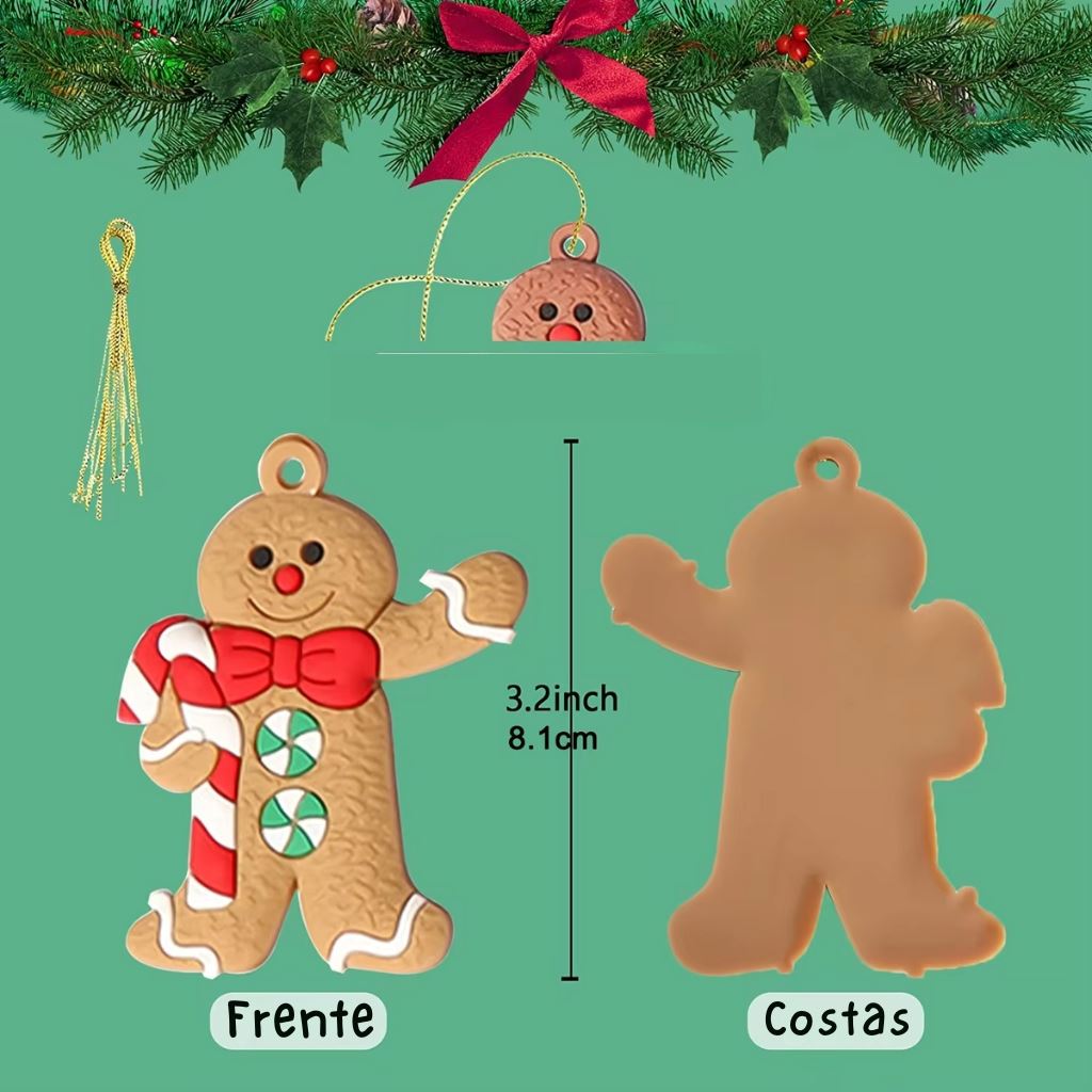 Decoração Para Árvore De Natal Modelo Homem Biscoito(12 unidades)