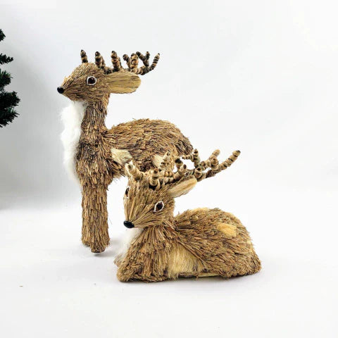 Rena De Palha Natalina 31/16cm Enfeite De Natal Kit 2pc