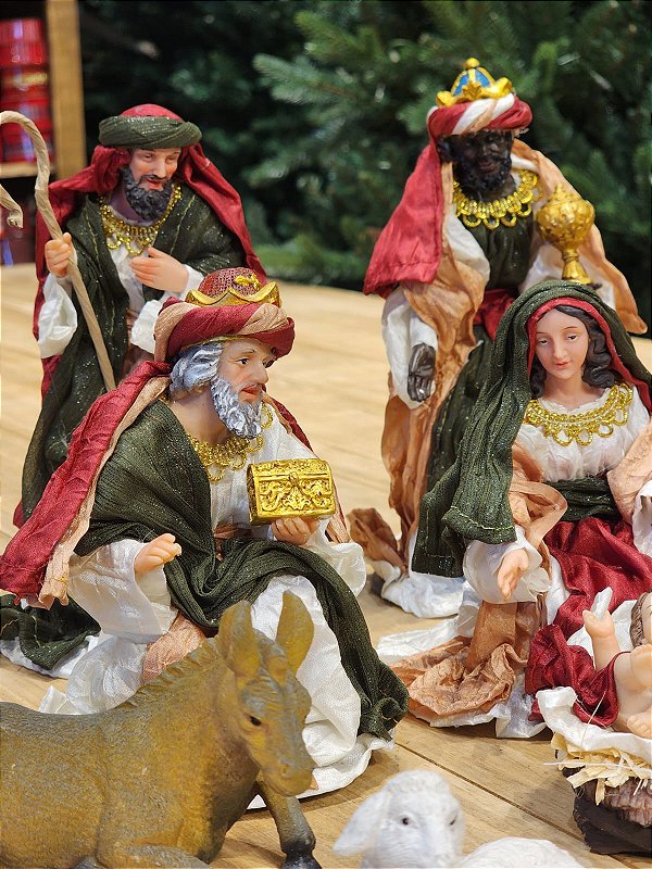 PRESÉPIO DE TECIDO LUXO 11 PÇS