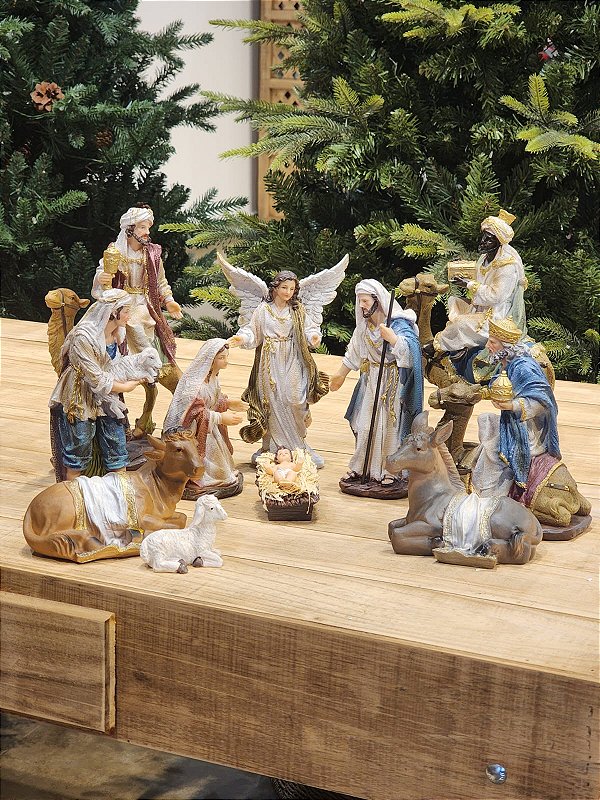 PRESÉPIO DE RESINA LUXO 11 PÇS