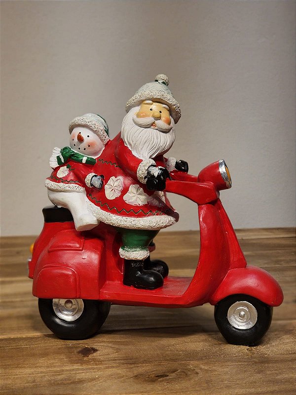 PAPAI NOEL NA MOTO COM BONECO DE NEVE