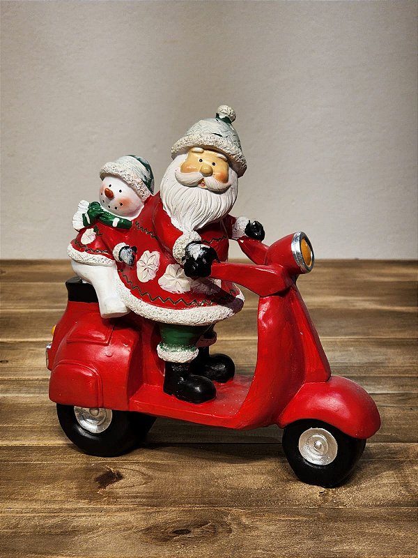 PAPAI NOEL NA MOTO COM BONECO DE NEVE