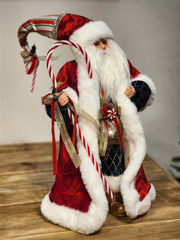 PAPAI NOEL DELUXY VERMELHO COM CÍLIOS 50CM