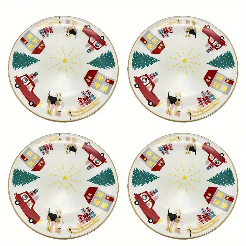 Kit Peças 4 Peças Pratos Natalino