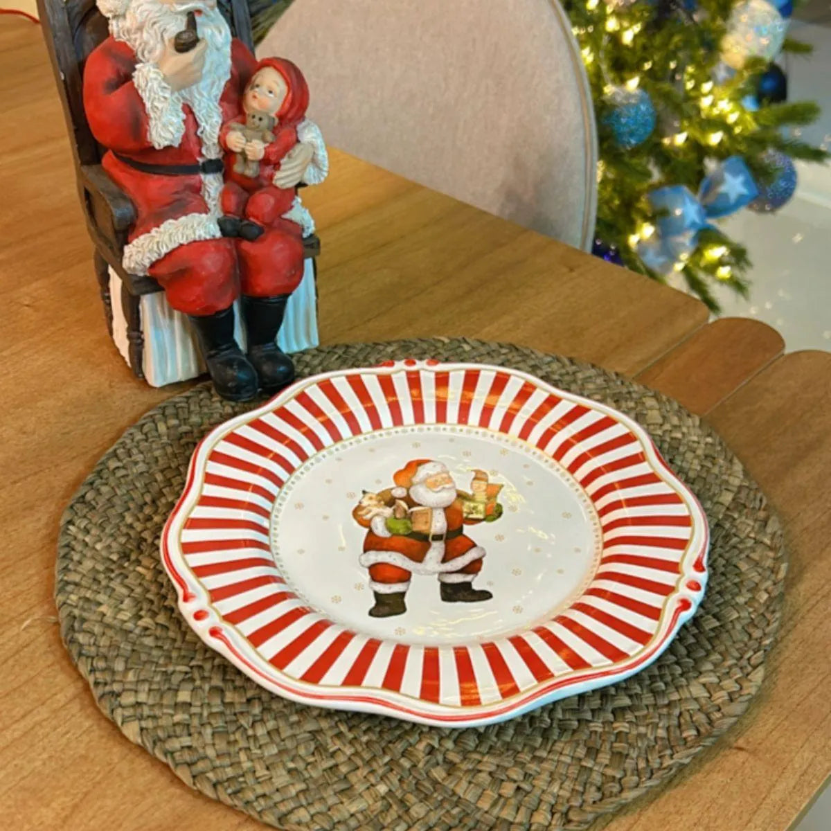 Prato Raso Natalino Papai Noel Filete Christmas 29cm 1Und