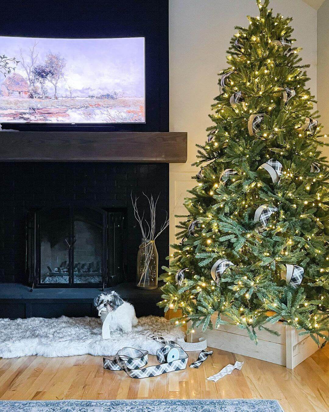 Árvore de Natal Artificial King Fraser Fir com 750 Luzes LED Branco Quente