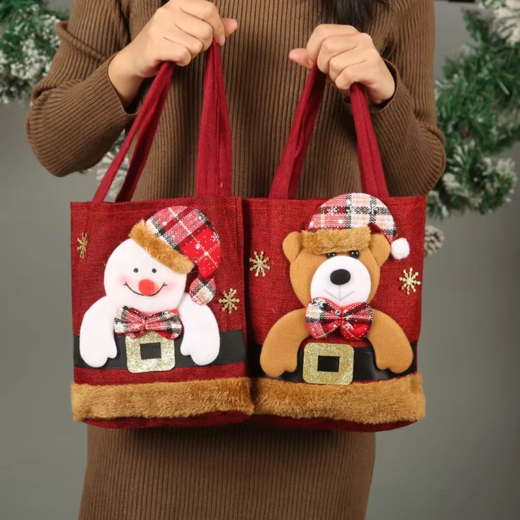 Bolsa De Linho Para Decoração Natal