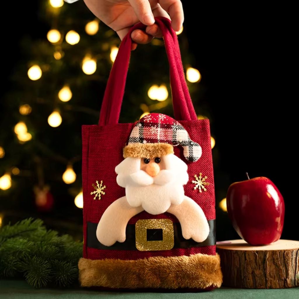 Bolsa De Linho Para Decoração Natal