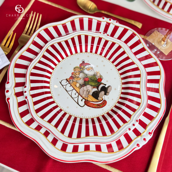 Prato Sobremesa Com Filete Christmas Charm