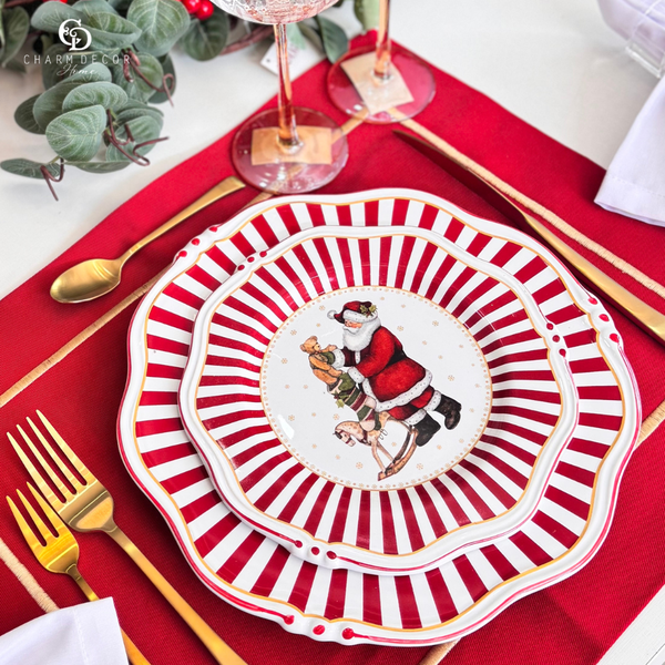 Prato Sobremesa Com Filete Christmas Charm