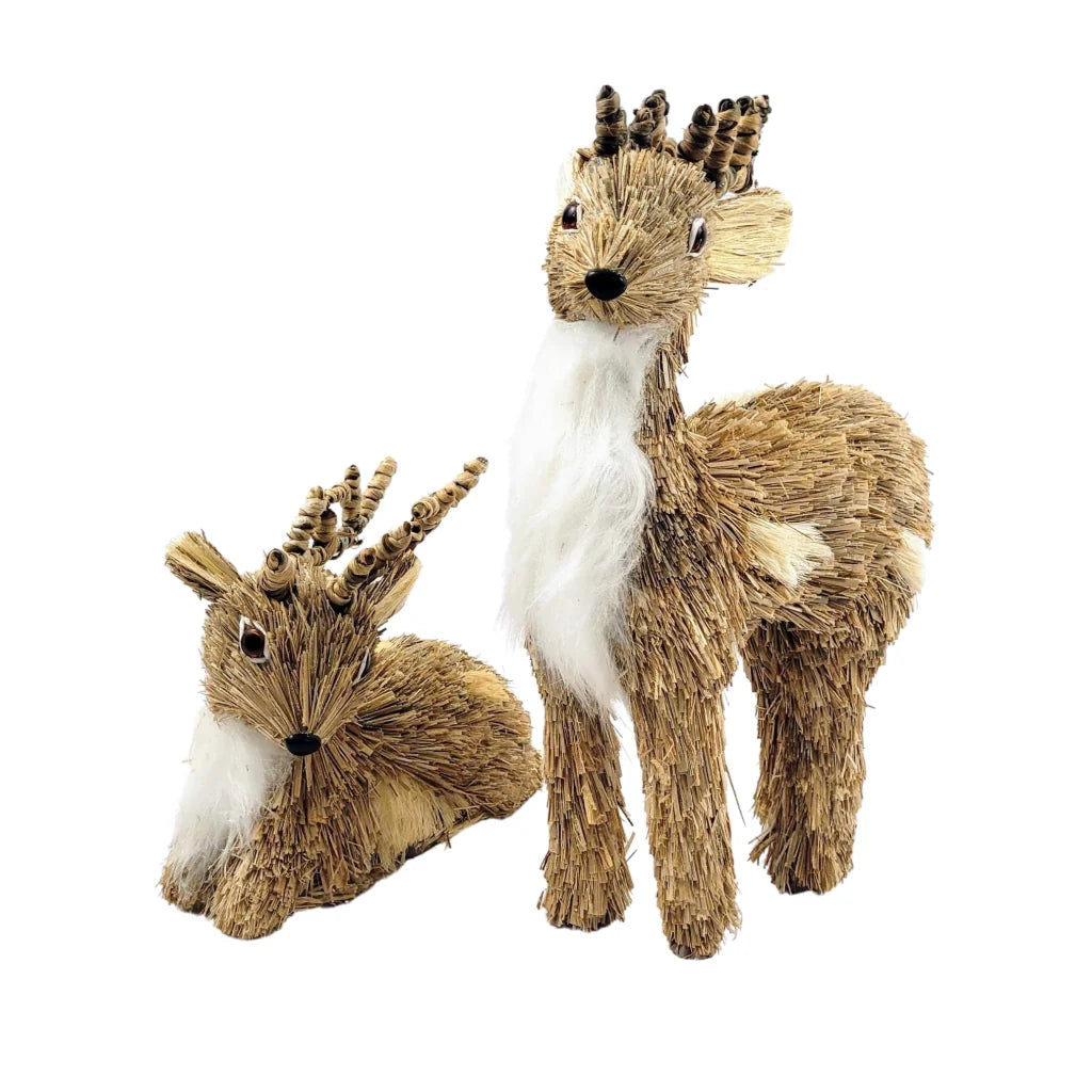 Rena De Palha Natalina 31/16cm Enfeite De Natal Kit 2pc