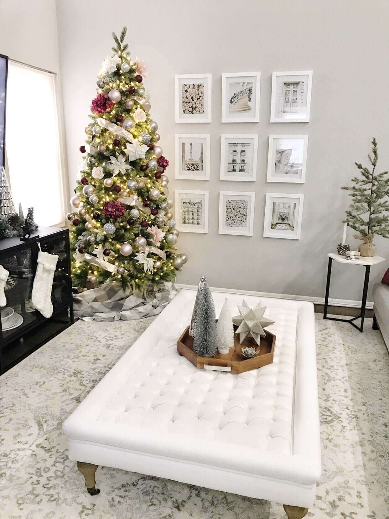 Árvore de Natal Artificial Royal Fir Slim com 650 Luzes LED Branco Quente e Multicoloridas