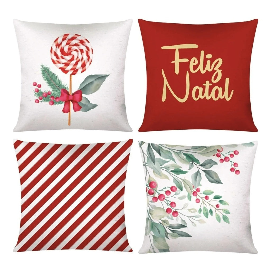 Kit Capas de Almofadas de Natal Para Decoração de Sofá
