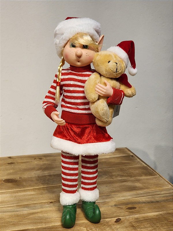 DUENDE EM PÉ VERMELHO E BRANCO 66CM